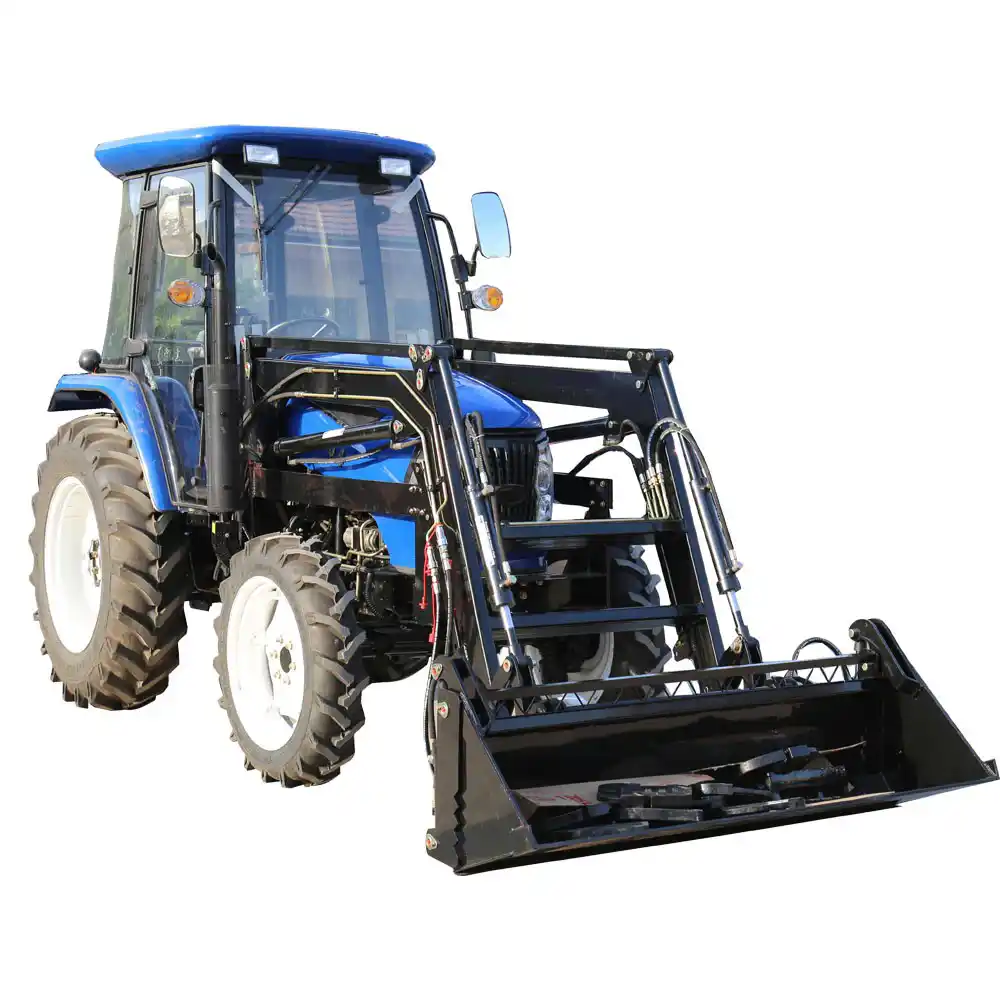 70 HP Tractor, 704 Cab Tractor with Front end Loader and Backhoe, 4-in-1 Loader Bucket