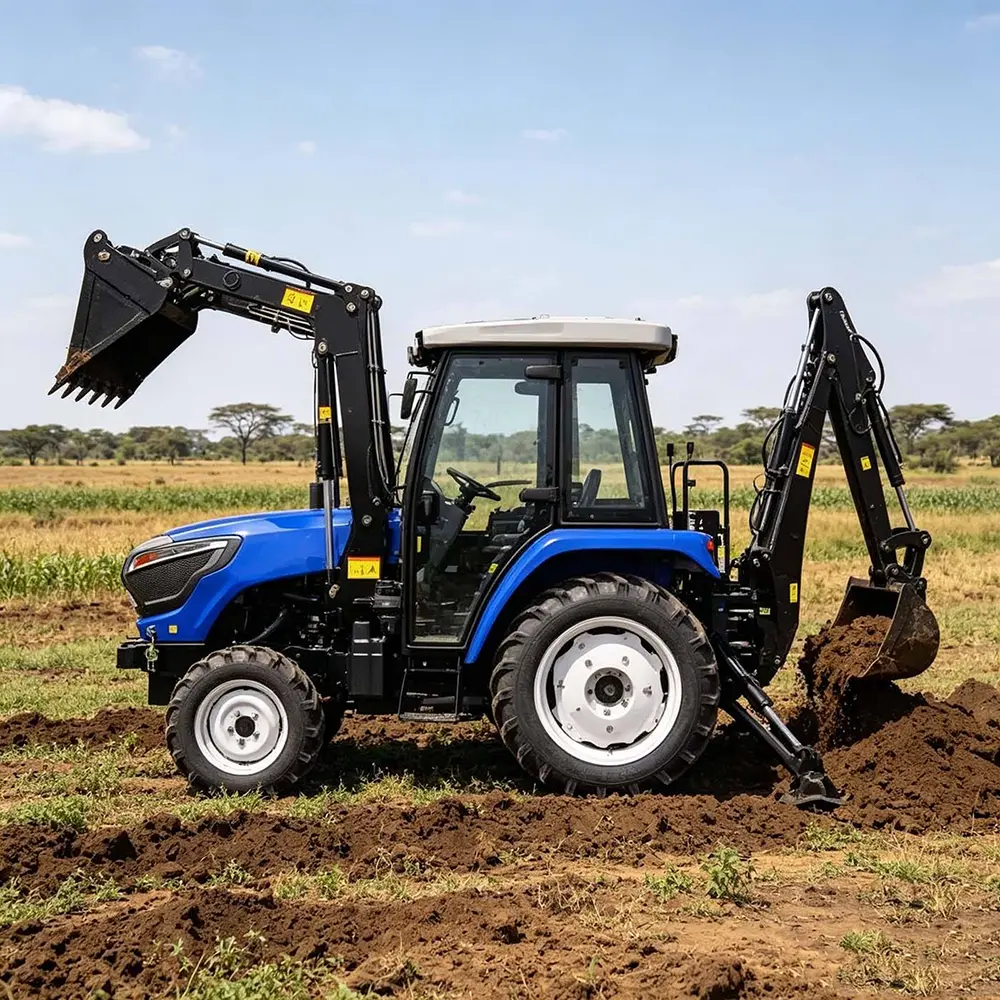 70 HP Tractor with Backhoe Loader Excavator