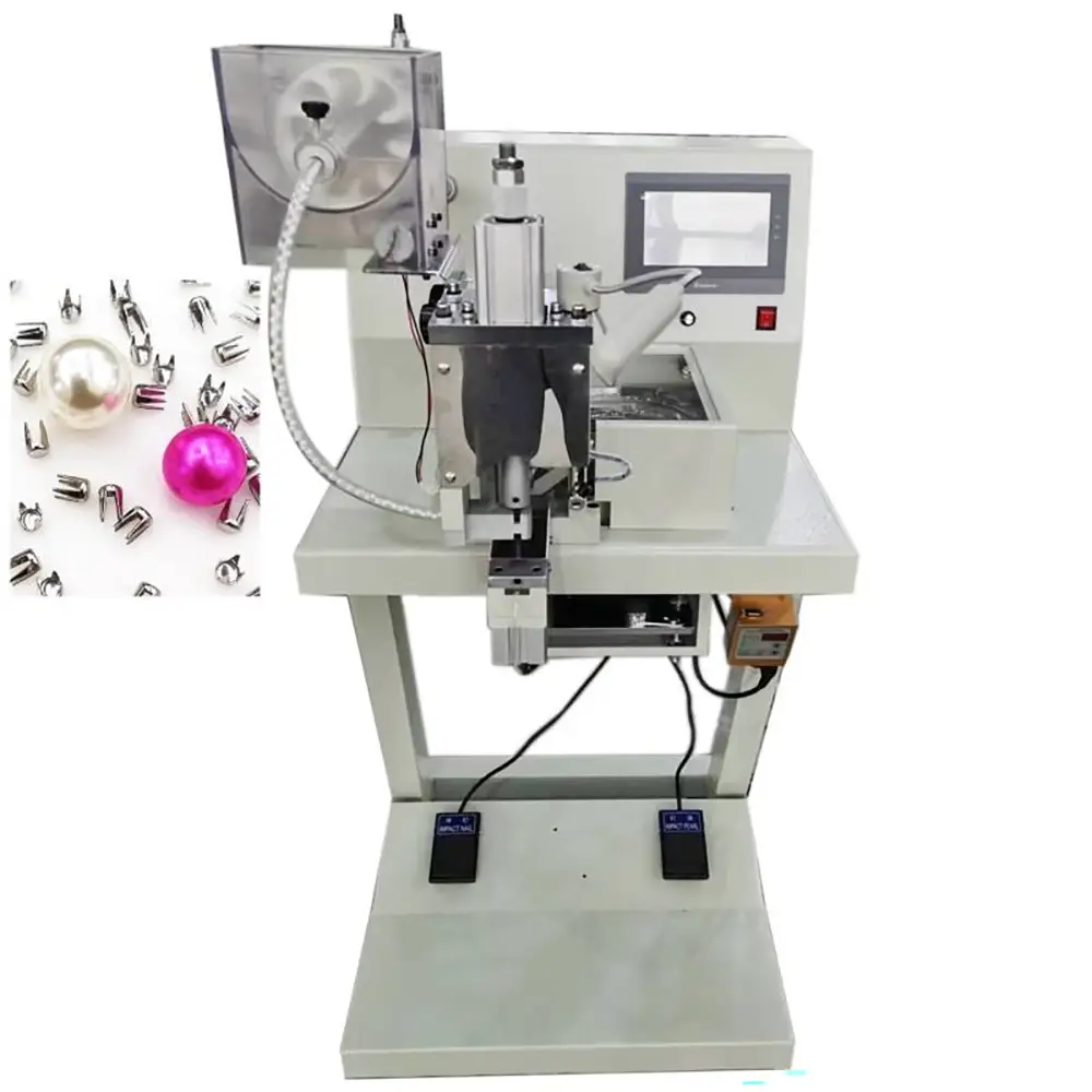 Automatic Computerized Double Head Beads Pearl Fix Beading Setting Machine Nail Beads Attaching Fixing Machine